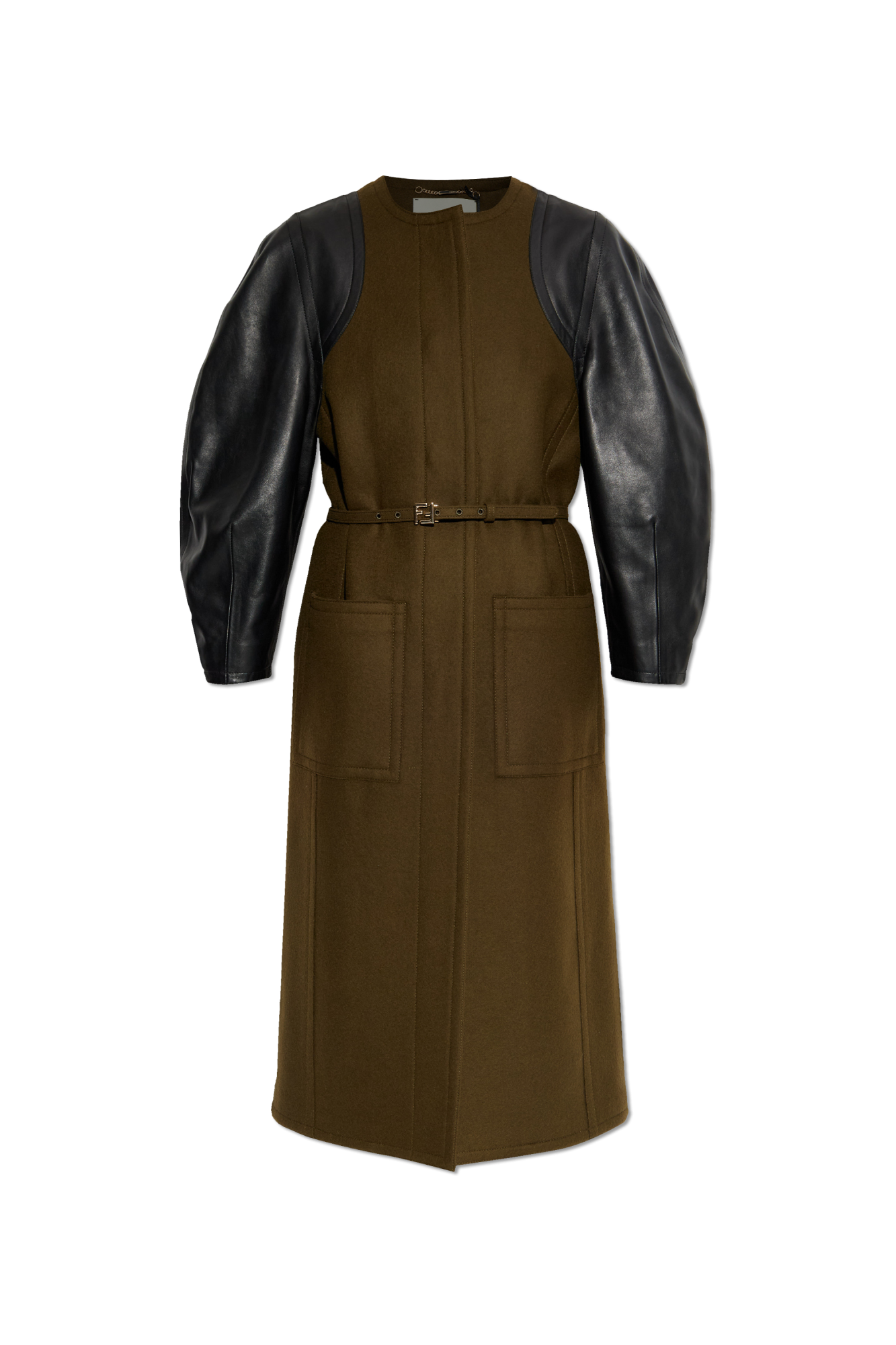 Fendi Wool coat with leather sleeves | Women's | Vitkac